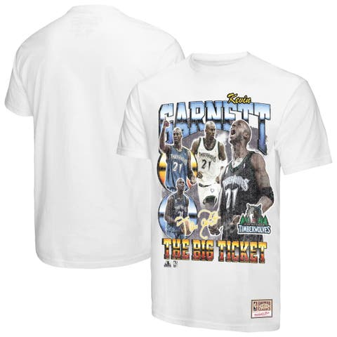 Men's Mitchell & Ness Kevin Garnett White Minnesota Timberwolves Hardwood Classics Commemorative Player Collage T-Shirt