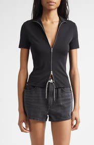 トップス Alexander Wang rash guard half-zip top Short Sleeve Zip Rashguard Top (Women) | Nordstrom