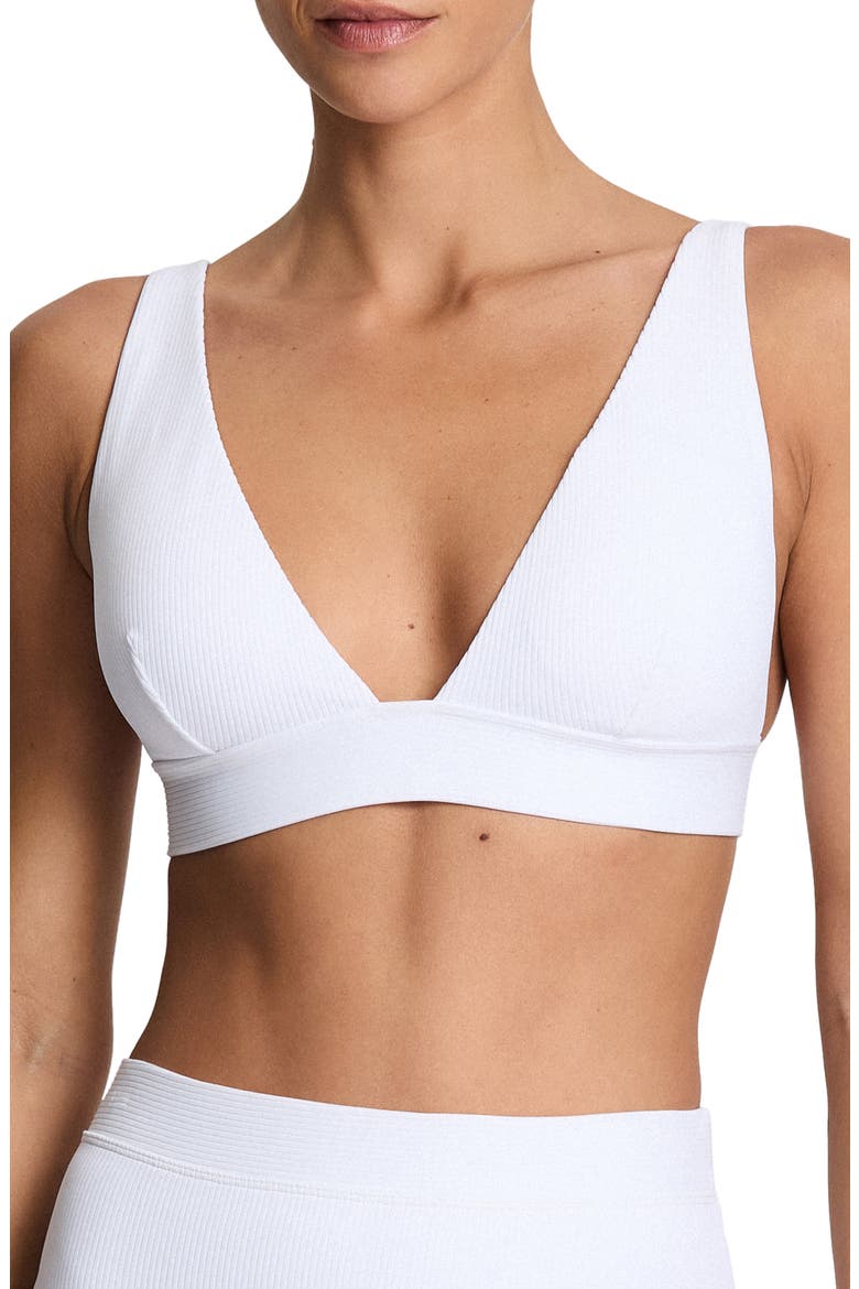 Banded Modern V-Neck Bikini Top, Main, color, WHITE