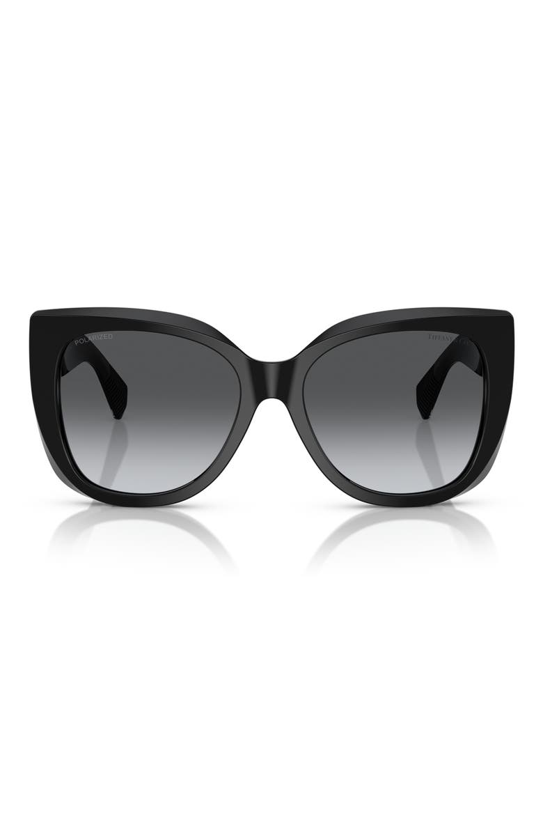 55mm Polarized Gradient Square Sunglasses, Main, color, BLACK