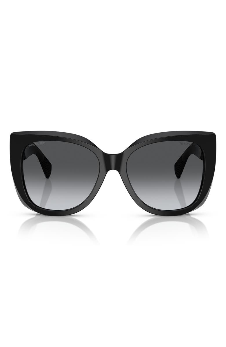 Tiffany & Co. 55mm Polarized Gradient Square Sunglasses, Main, color, Black