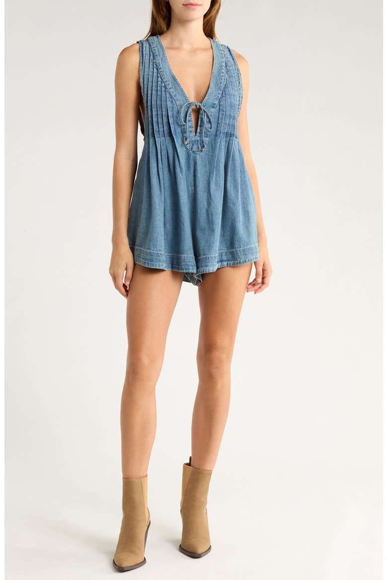 Webster Denim Romper, Main, color, FALLING RAIN WASH