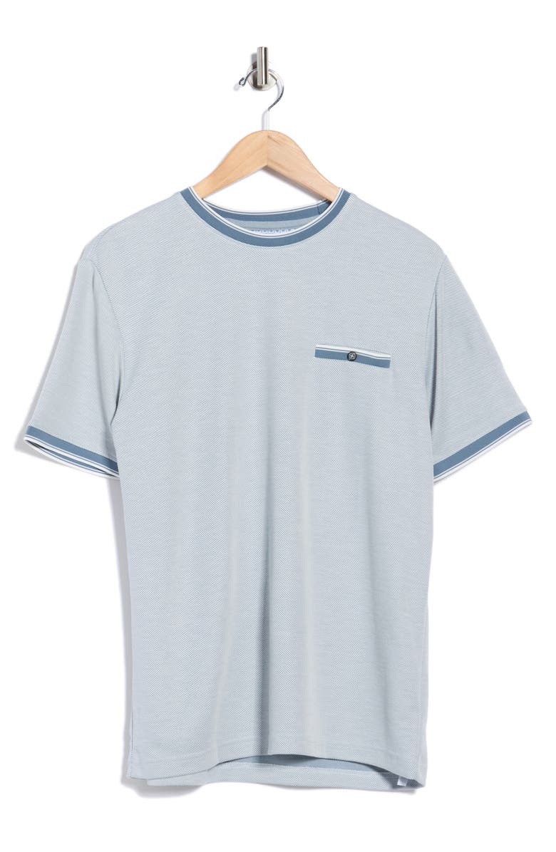 DENIM AND FLOWER Microstripe Chest Pocket T-Shirt, Alternate, color, Light Blue