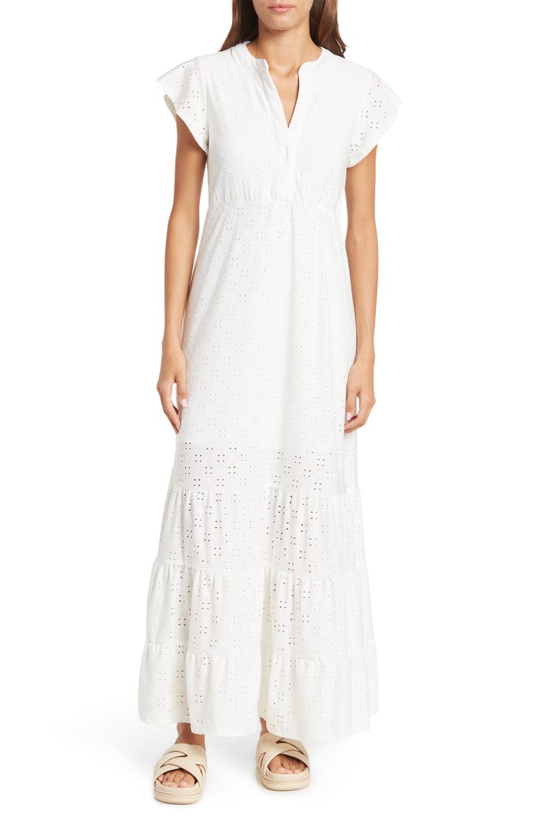 Bobeau Ruffle Sleeve Tiered Maxi Dress, Alternate, color,