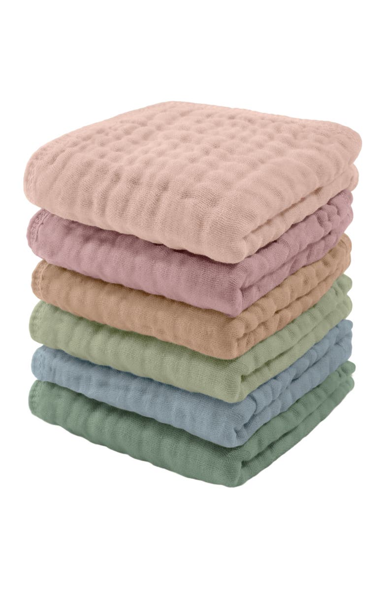 Comfy Cubs Muslin Washcloths - Pack of 6, Main, color, Multicolor