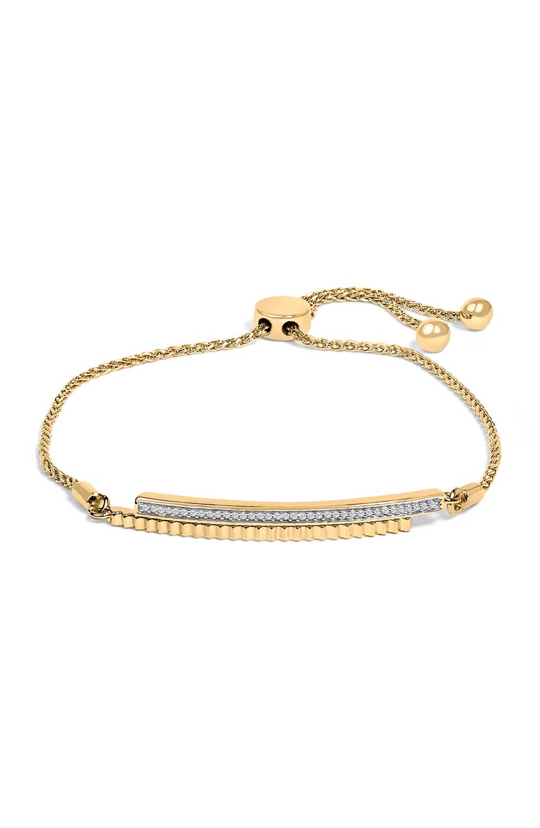 Haus of Brilliance 14K Yellow Gold Plated .925 Sterling Silver Diamond Accent Double Bar Bolo Bracelet, Main, color, Yellow