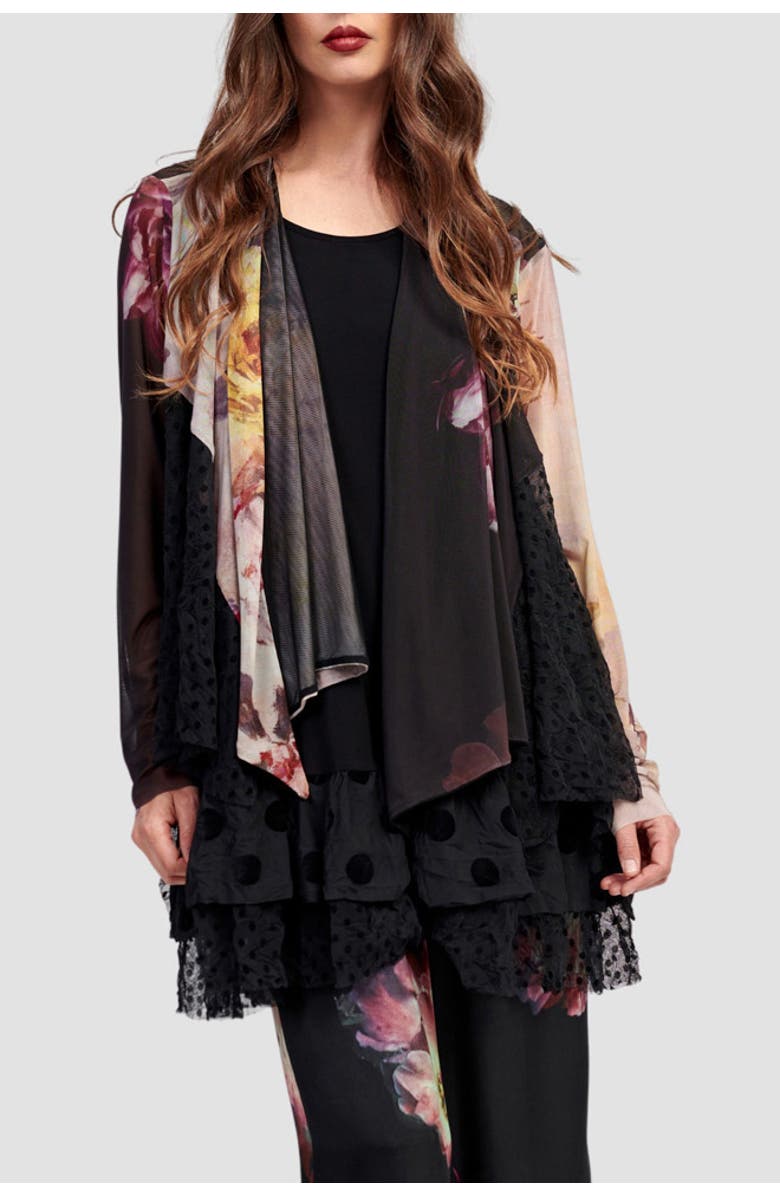 Alembika Mixed florals mesh cardigan, Main, color, 