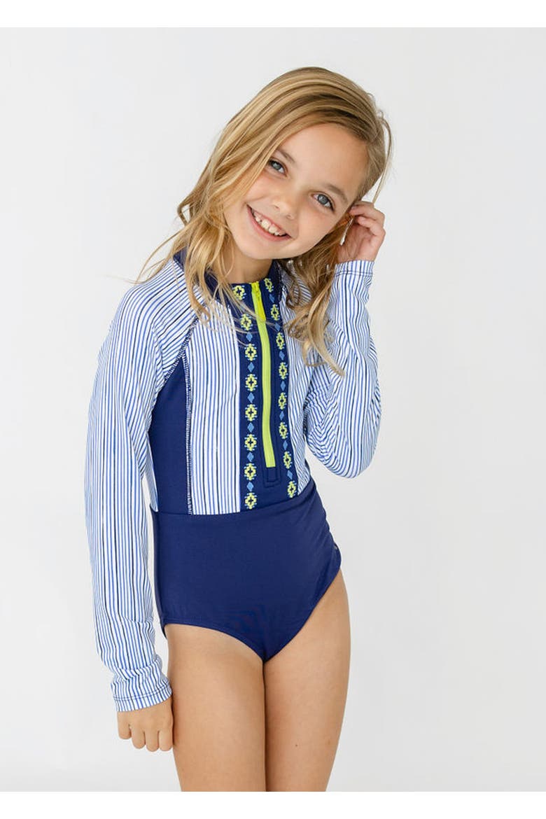 Girls Long Sleeve One-Piece, Main, color, Seaside