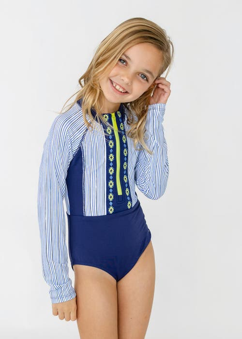 Cabana Life Girls Long Sleeve One-Piece in Seaside 