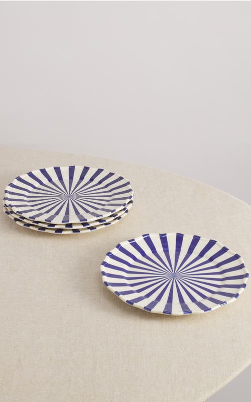 Maison Madison Home Mafalda 10.5'' Dinner Plate Set Of 4 In Blue/cream