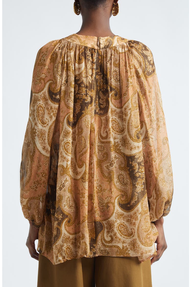 Kindred Spirit Carousel Batwing Silk Blend Top, Alternate, color, BISCUIT PAISLEY