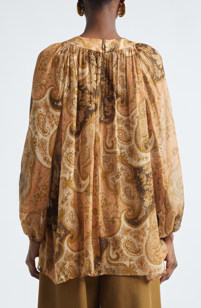 Zimmermann Kindred Spirit Carousel Batwing Silk Blend Top, Alternate, color, Biscuit Paisley