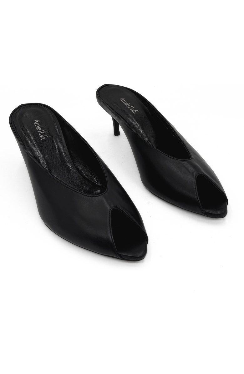 Amie Rafa Audrey Peeptoe Leather Mule, Alternate, color, Black