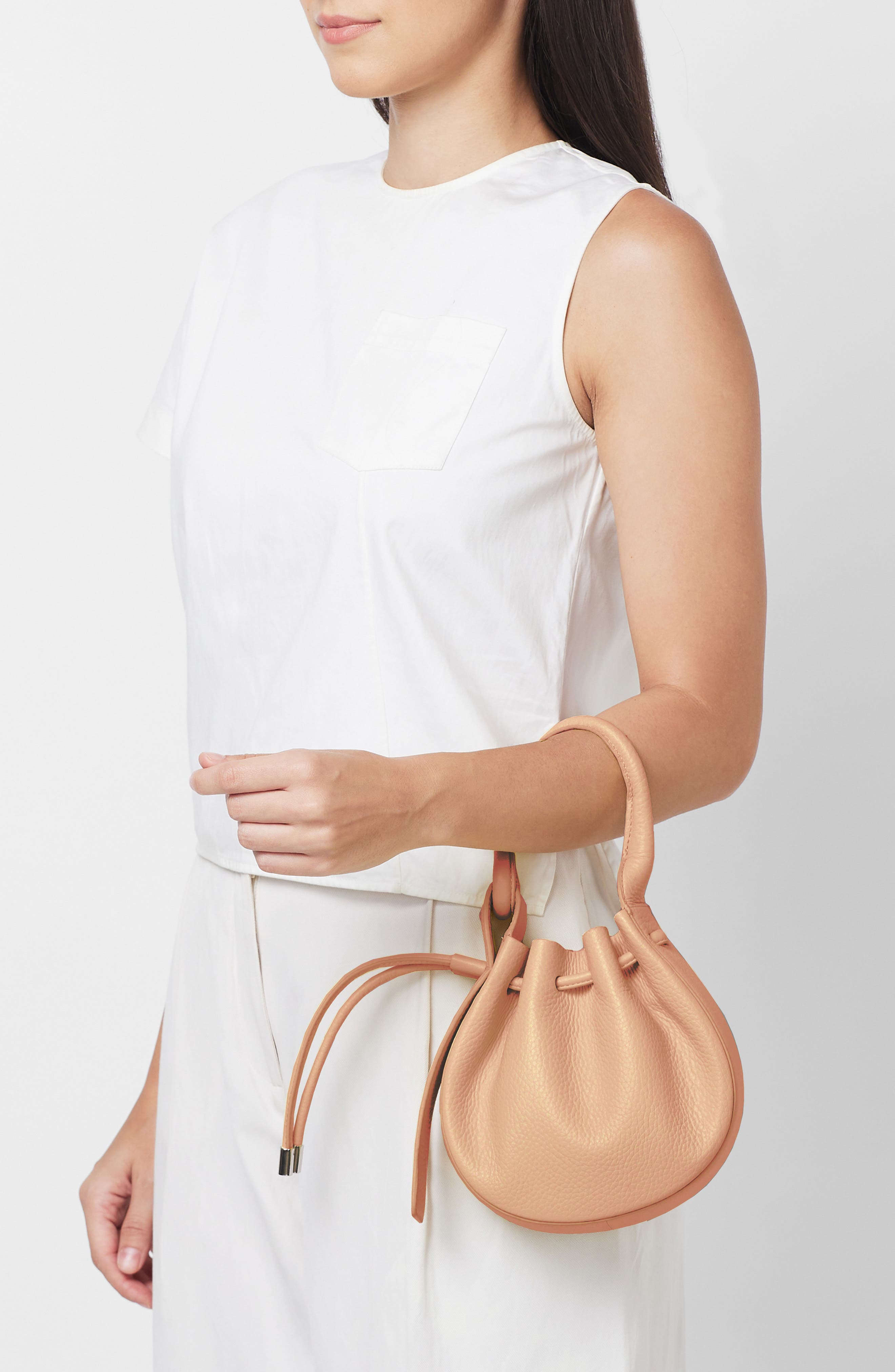 Mini Ina Pebble Leather Crossbody Bag, Alternate, color, PEACH