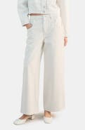 MANGO Embroidered High Waist Wide Leg Jeans