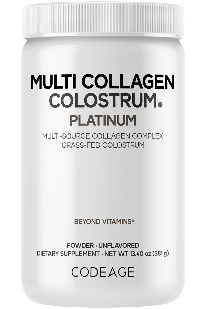 Multi Collagen Colostrum Powder Platinum, Grass-Fed, Bovine Colostrum, Lactoferrin, Main, color, White