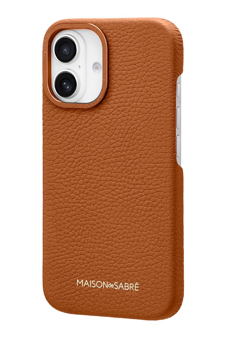 Leather Phone Case iPhone 16, Alternate, color, Pecan Brown