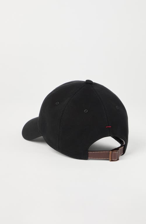 Brunello Cucinelli Baseball Cap In Garment-dyed Twisted Cotton Gabardine With Embroidered Logo In Black