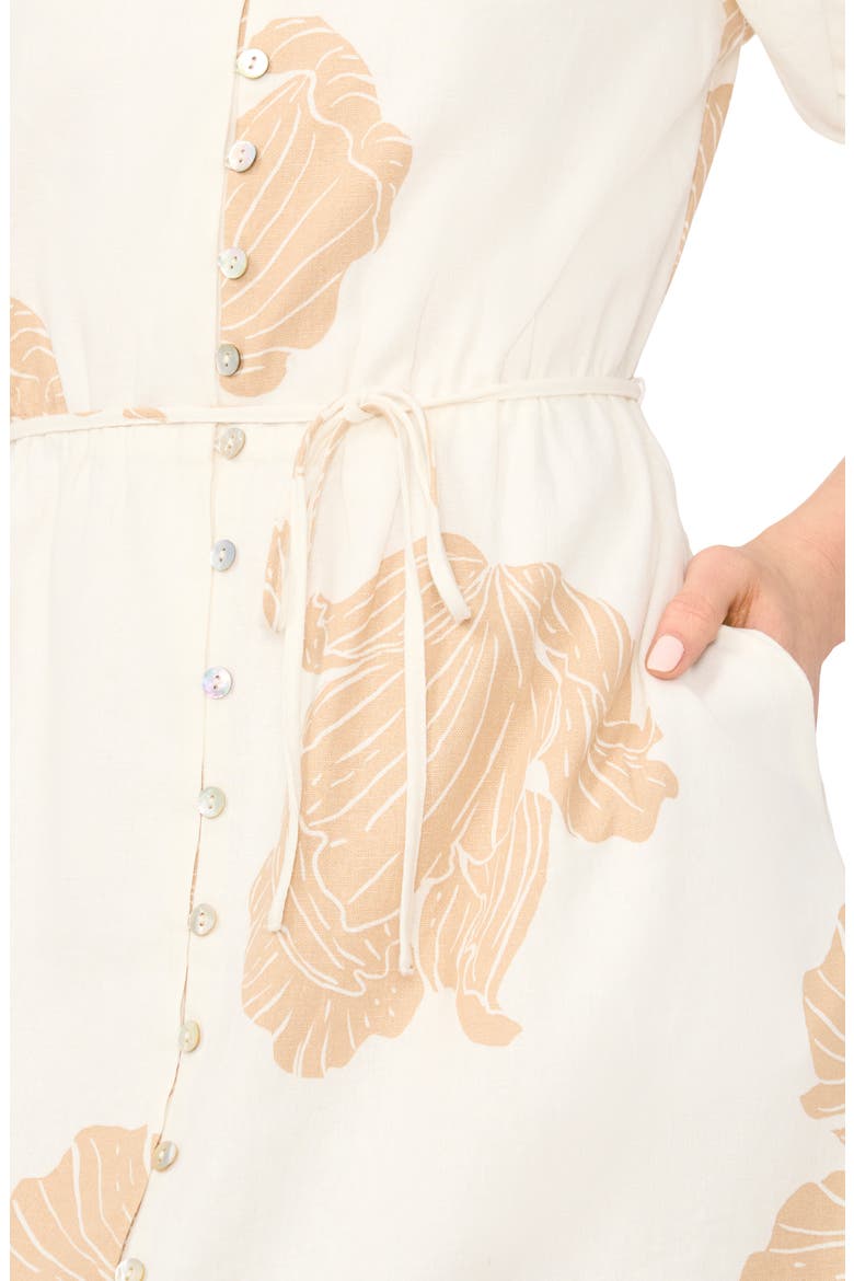 Print Linen Blend Shirtdress, Alternate, color, PEBBLE