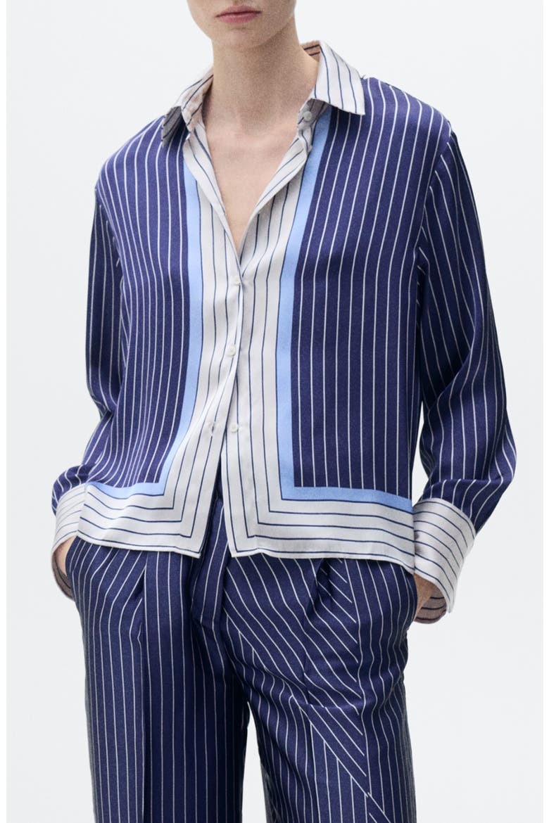 Stripe Satin Shirt, Main, color, BLUE