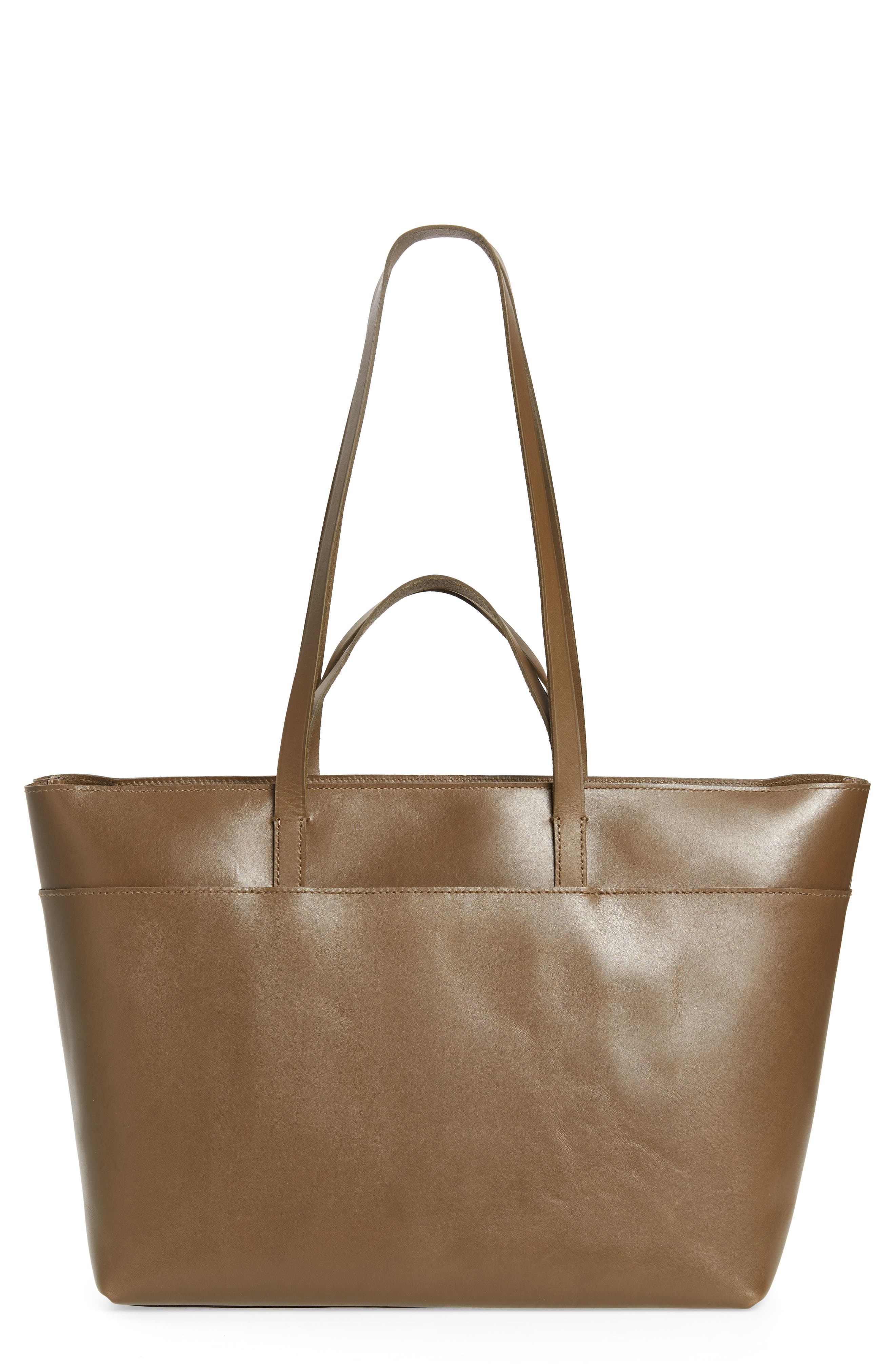 The Zip Top Essential Tote, Main, color, BURNT OLIVE