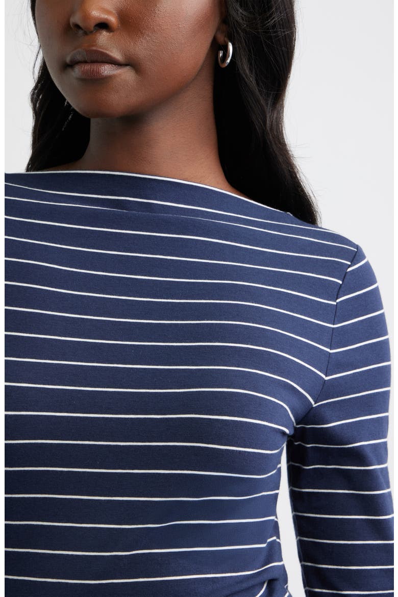 Long Sleeve Boat Neck T-Shirt, Alternate, color, NAVY- IVORY MORGAN STRIPE