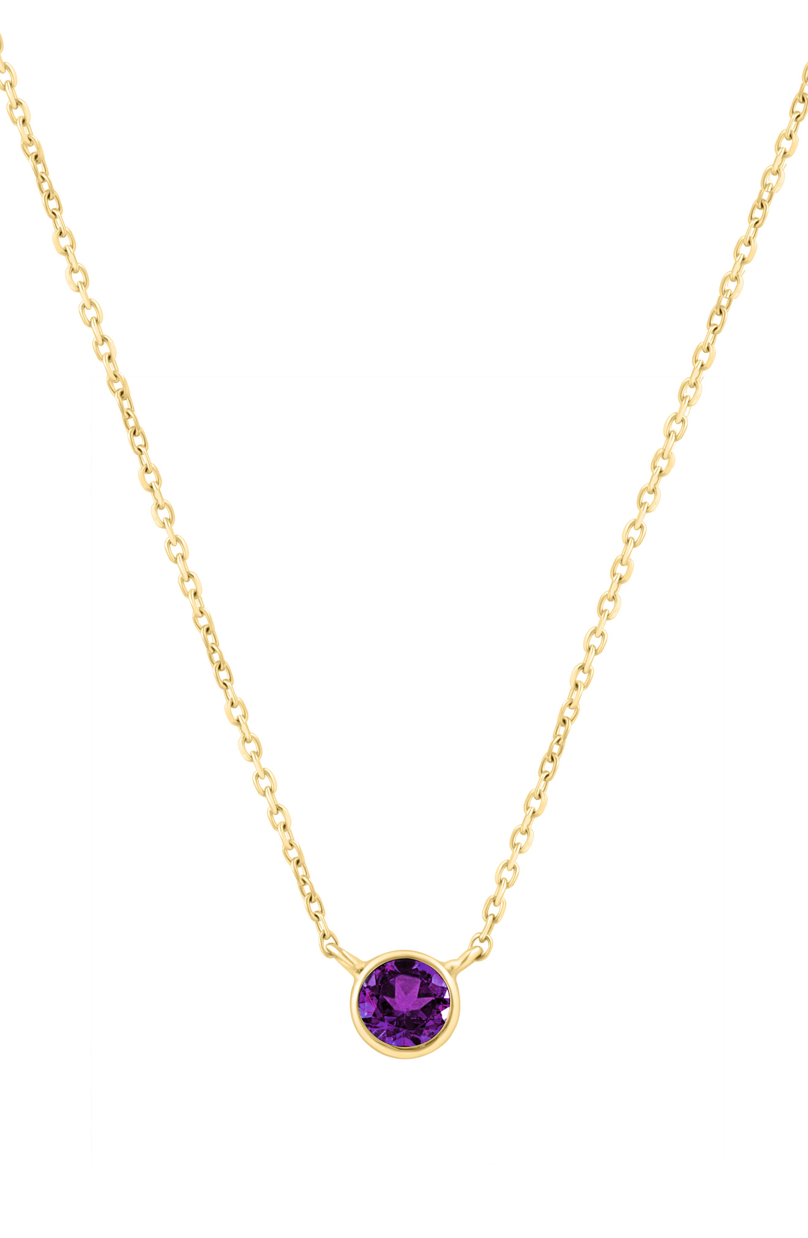 Goldtone Plated Amethyst Bezel Pendant Necklace