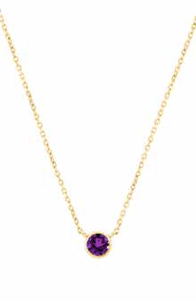 Goldtone Plated Amethyst Bezel Pendant Necklace