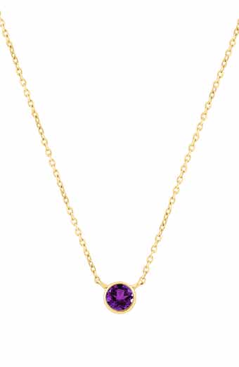 Goldtone Plated Amethyst Bezel Pendant Necklace