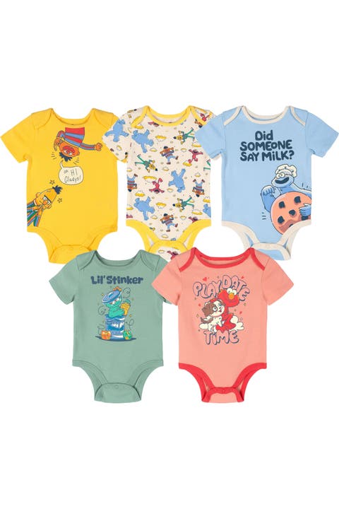 5-Pack One Piece Short Sleeve Bodysuits