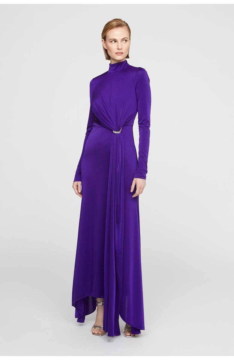 HALSTON Mya Long Sleeve Jersey Dress, Alternate, color, Blue Violet