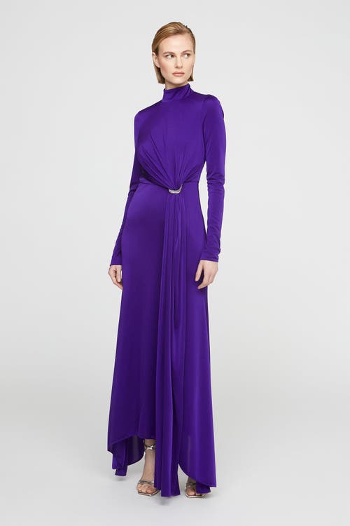 Halston Mya Long Sleeve Jersey Dress In Blue