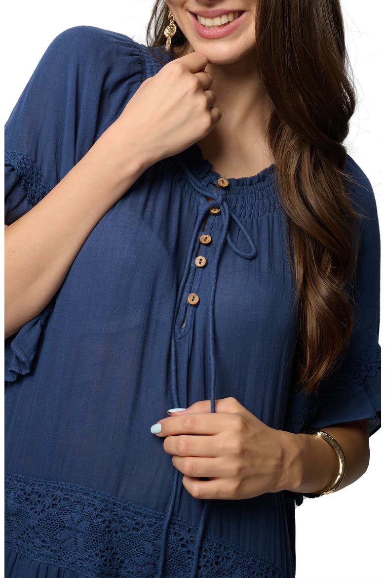 Knit Trim Maxi Dress, Alternate, color, NAVY