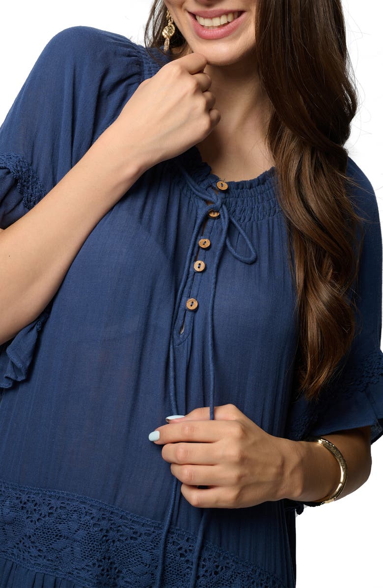 SAACHI Knit Trim Maxi Dress, Alternate, color, Navy