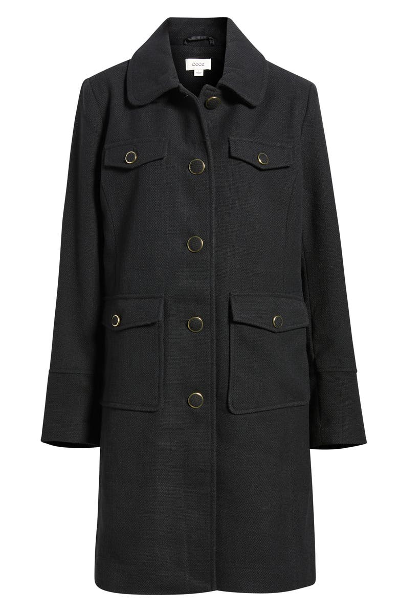 CeCe Longline Canvas Coat, Main, color, Black
