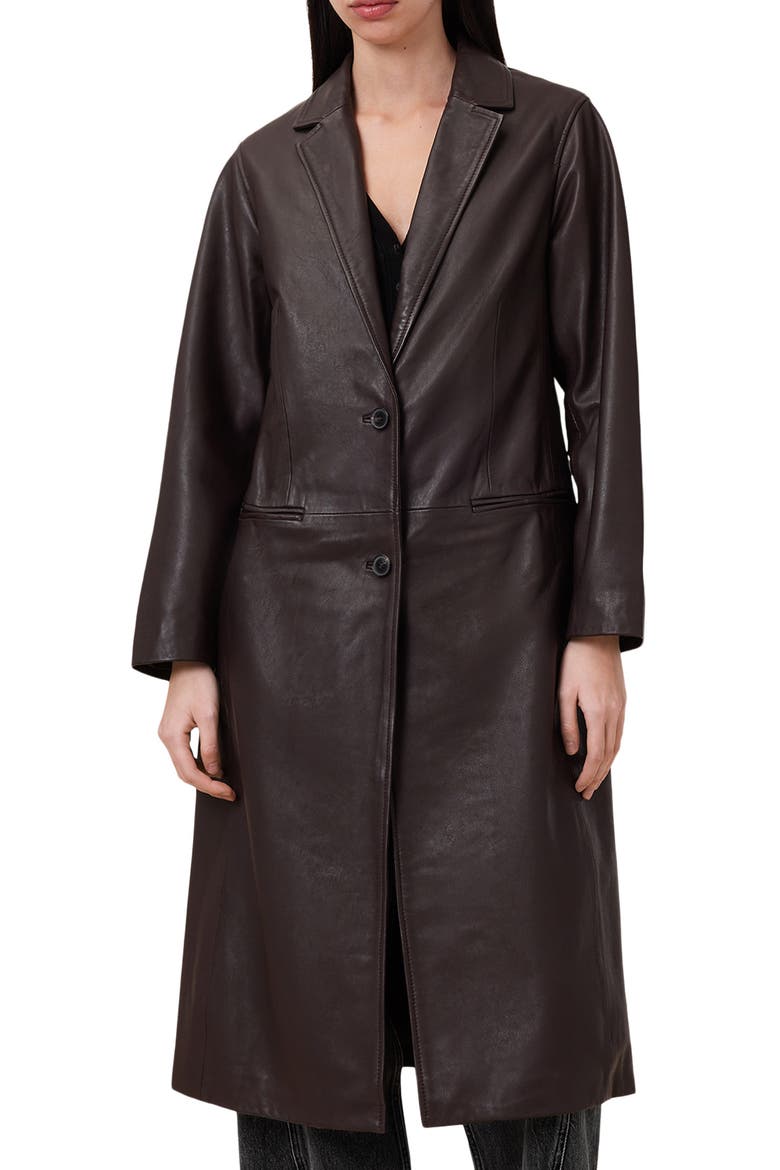 Aire Leather Coat, Alternate, color, OXBLOOD RED