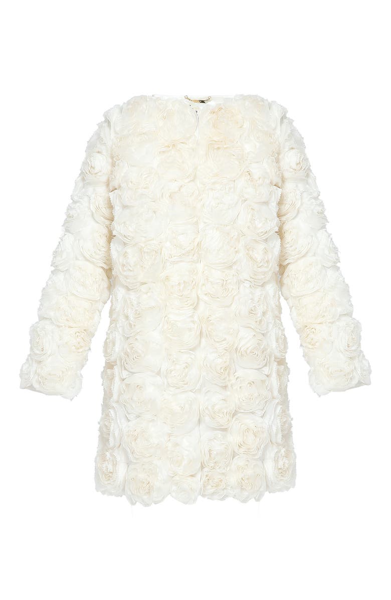 Erdem Embellished 3D Rose Silk Coat, Alternate, color, 