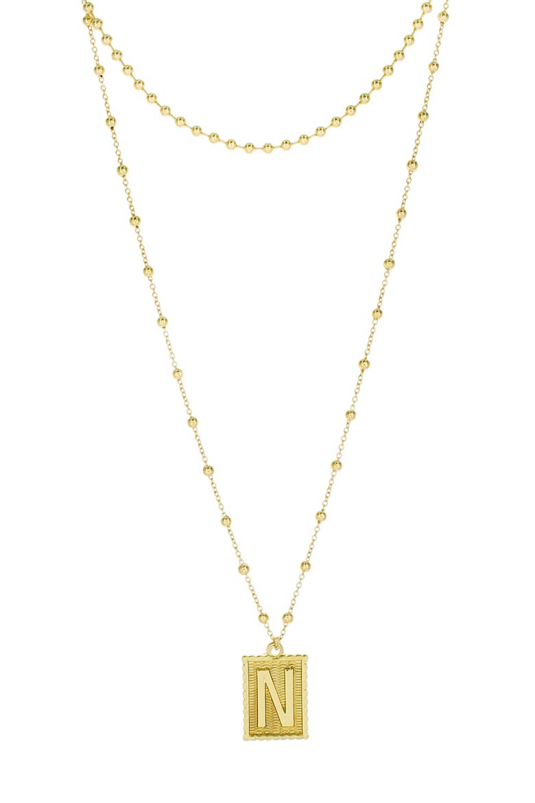 Initial B Dot Layered Pendant Necklace, Main, color, GOLD - N