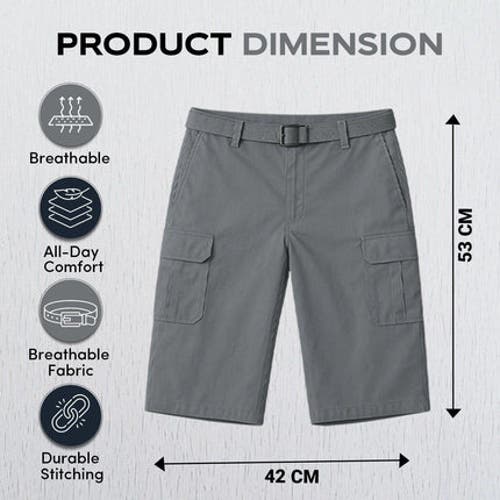 Benben Mens Cargo Shorts With Adjustable Belted Waist In Brown