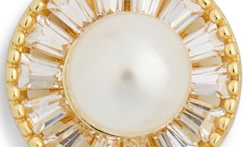 Argento Vivo Cubic Zirconia & Faux Pearl Button Earrings In Gold