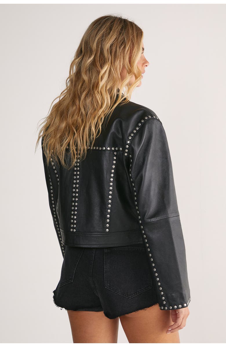NASTY GAL Leather Studded Cropped Jacket, Alternate, color, Black