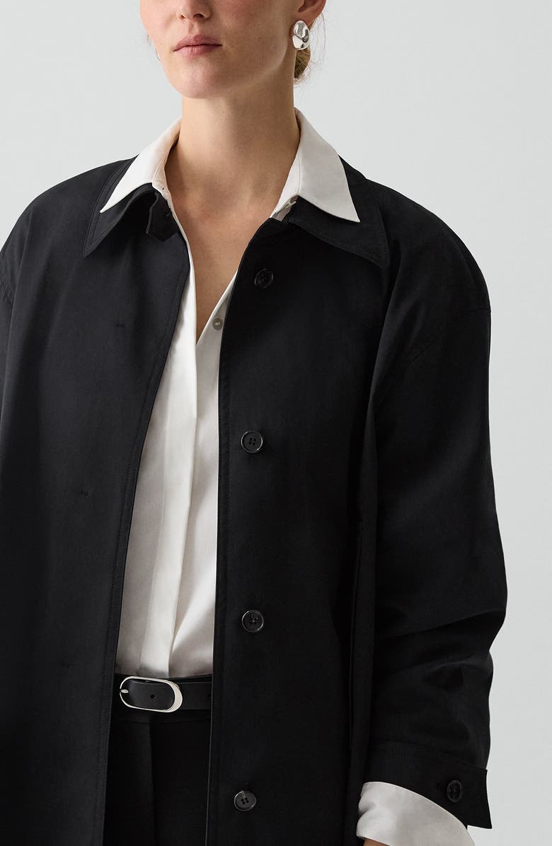 Theory Sleek A-Line Trench Jacket, Main, color, Black