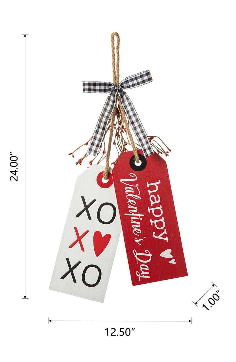 Glitzhome 24"H Valentine's Wooden Doorknob Hanging Decor, Alternate, color, Red