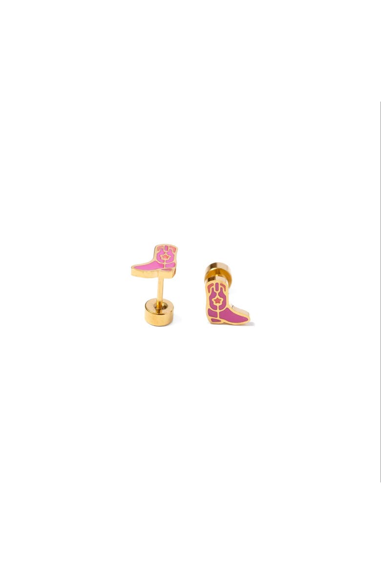 Pip Pop Cowboy Boot Stud Earrings, Main, color, Pink