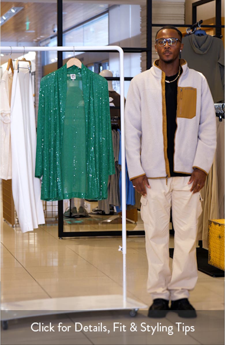 Sequin Draped Open Front Cardigan, sales video thumbnail