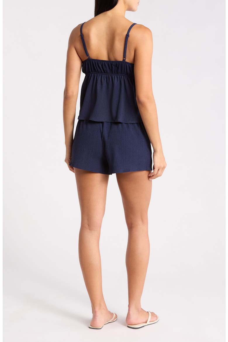Button Front Top & Smocked Shorts 2-Piece Set, Alternate, color, NAVAL ACADEMY