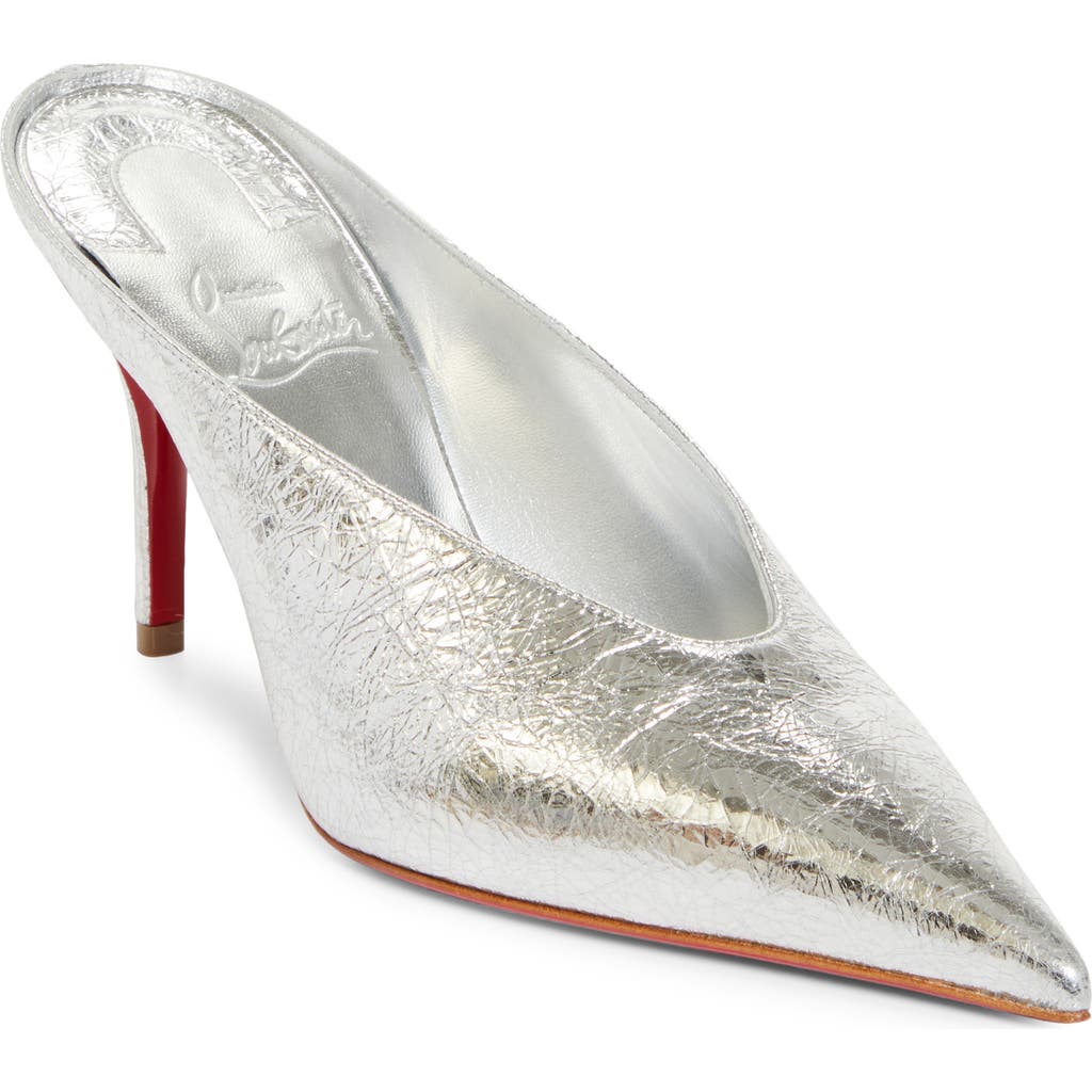Christian Louboutin Miss Z Slimimule Pointed Toe Mule In Silver
