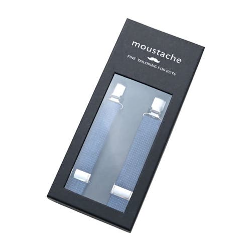 Moustache Textured Suspender Set In Blue