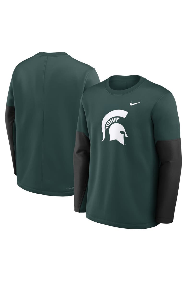 Men's Nike Green Michigan State Spartans 2025 Sideline Coach Performance Long Sleeve T-Shirt, Alternate, color, Green