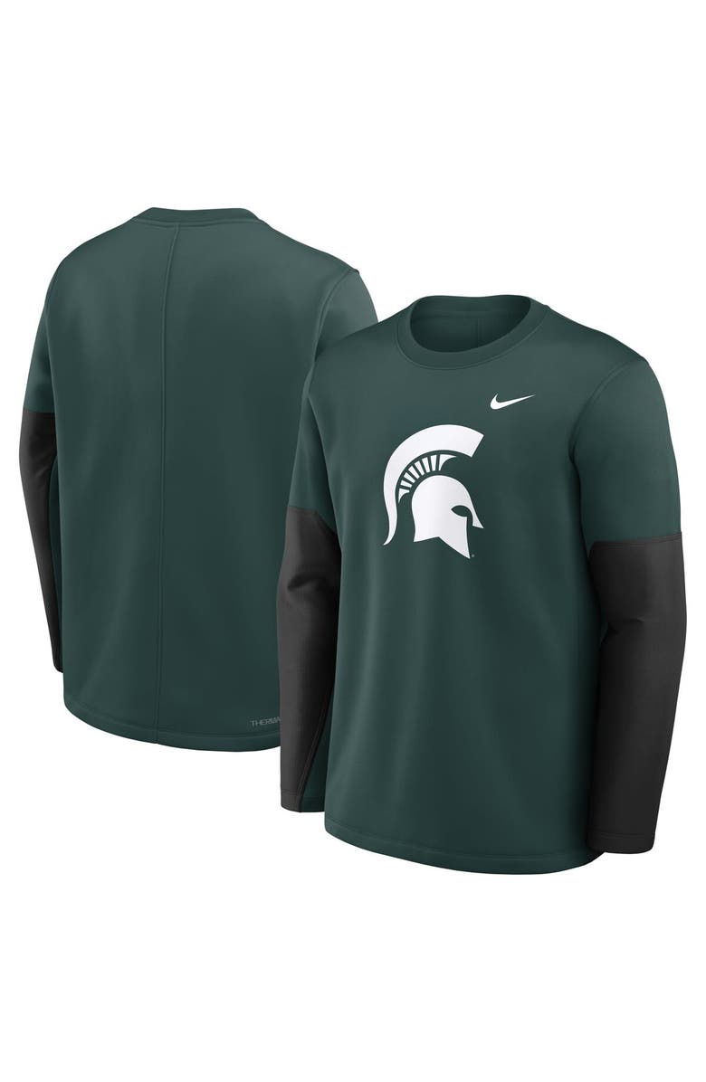 Nike Men's Nike Green Michigan State Spartans 2025 Sideline Coach Performance Long Sleeve T-Shirt, Alternate, color, Green